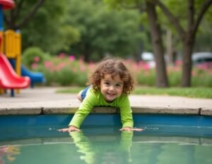 girl playing water
